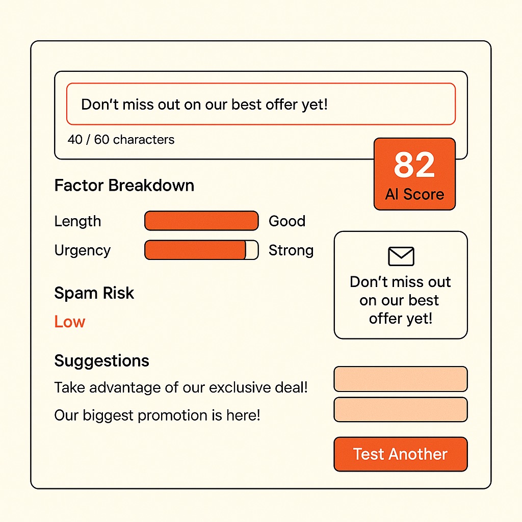 Subject-Line-Tester-Tool-Preview Preview of the ai-powered email subject line testing tool interface and features